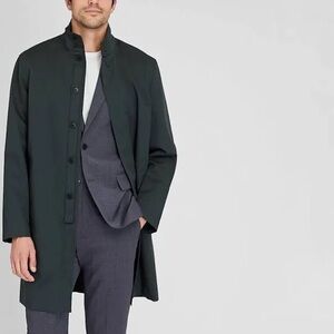 Club Monaco - Wool Funnel Neck Coat - 40 - Green